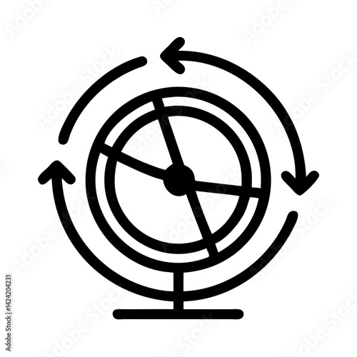 Gyroscope Rotational Motion Icon Representing Stability and Physics Experiment