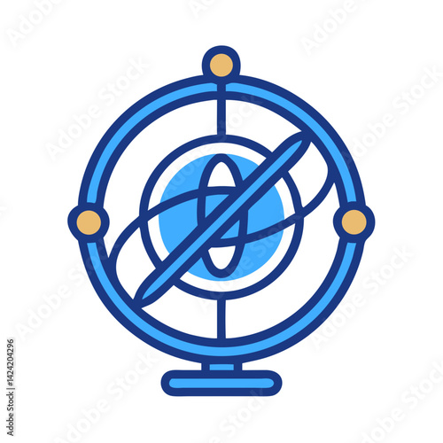Gyroscope Rotational Motion Icon Representing Stability and Physics Experiment
