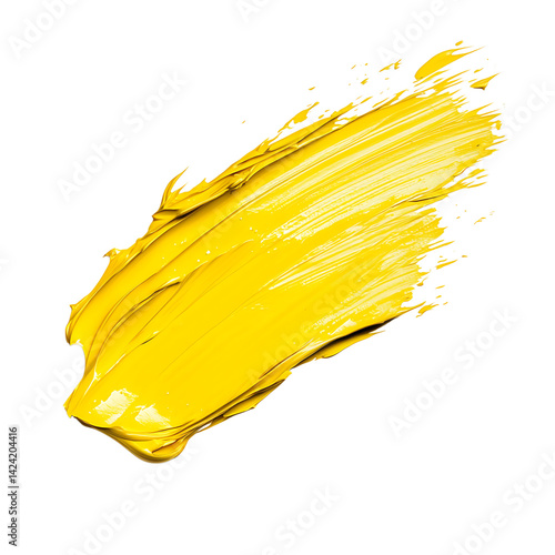 Obraz na płótnie A bold 3D brush yellow stroke illustration with wide motion texture and painterly expression isolated on a transparent background in a clean abstract style w salonie