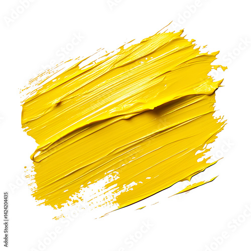 Obraz na płótnie A bold 3D brush yellow stroke illustration with wide motion texture and painterly expression isolated on a transparent background in a clean abstract style w salonie