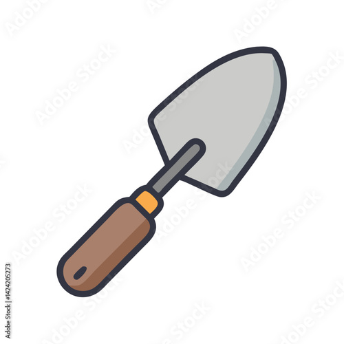 Hand Trowel Gardening Tool Icon Representing Soil Cultivation and Planting