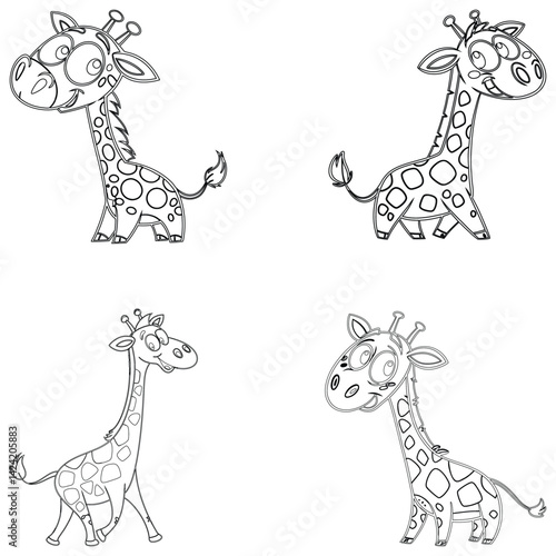 Bundle Giraffe  set line art and illustrator eps 10