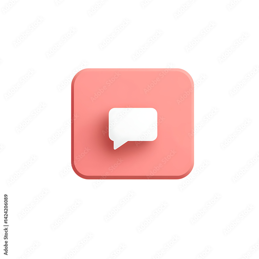 A rounded 3D interface icon featuring an envelope symbol placed on a soft gradient rectangle in a minimal modern style over transparent background