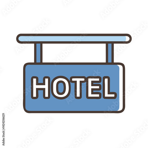 Hotel Sign Icon Representing Hospitality Services and Accommodation