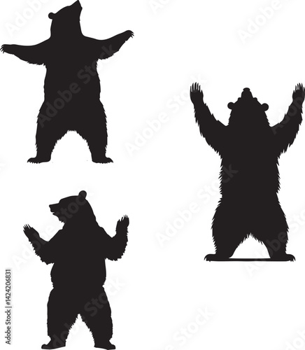Bear Standin tall on hind legs silhouette vector
