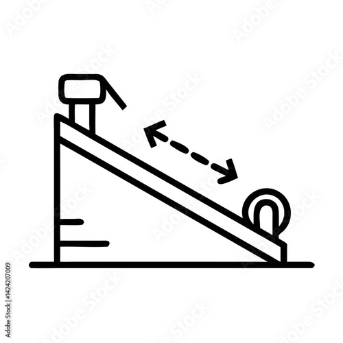 Inclined Plane Physics Diagram Icon Representing Force and Motion Analysis