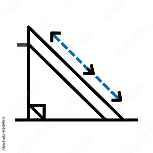 Inclined Plane Physics Diagram Icon Representing Force and Motion Analysis