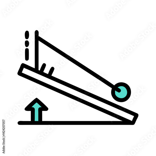 Inclined Plane Physics Diagram Icon Representing Force and Motion Analysis