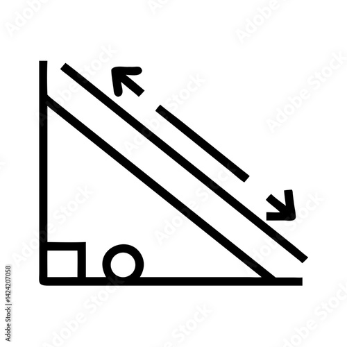 Inclined Plane Physics Diagram Icon Representing Force and Motion Analysis