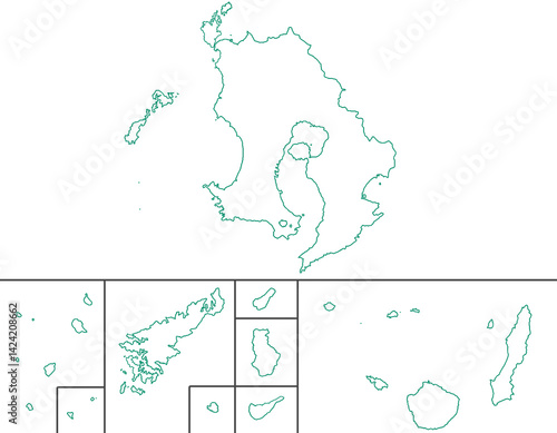 鹿児島県　地図　白　イラスト