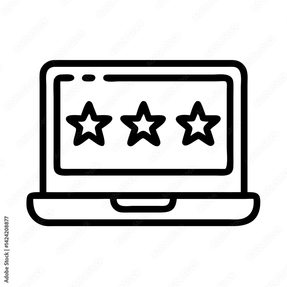 Laptop with Star Ratings Icon Representing Reviews and Online Feedback Laptop with Star Ratings Icon Representing Reviews and Online Feedback