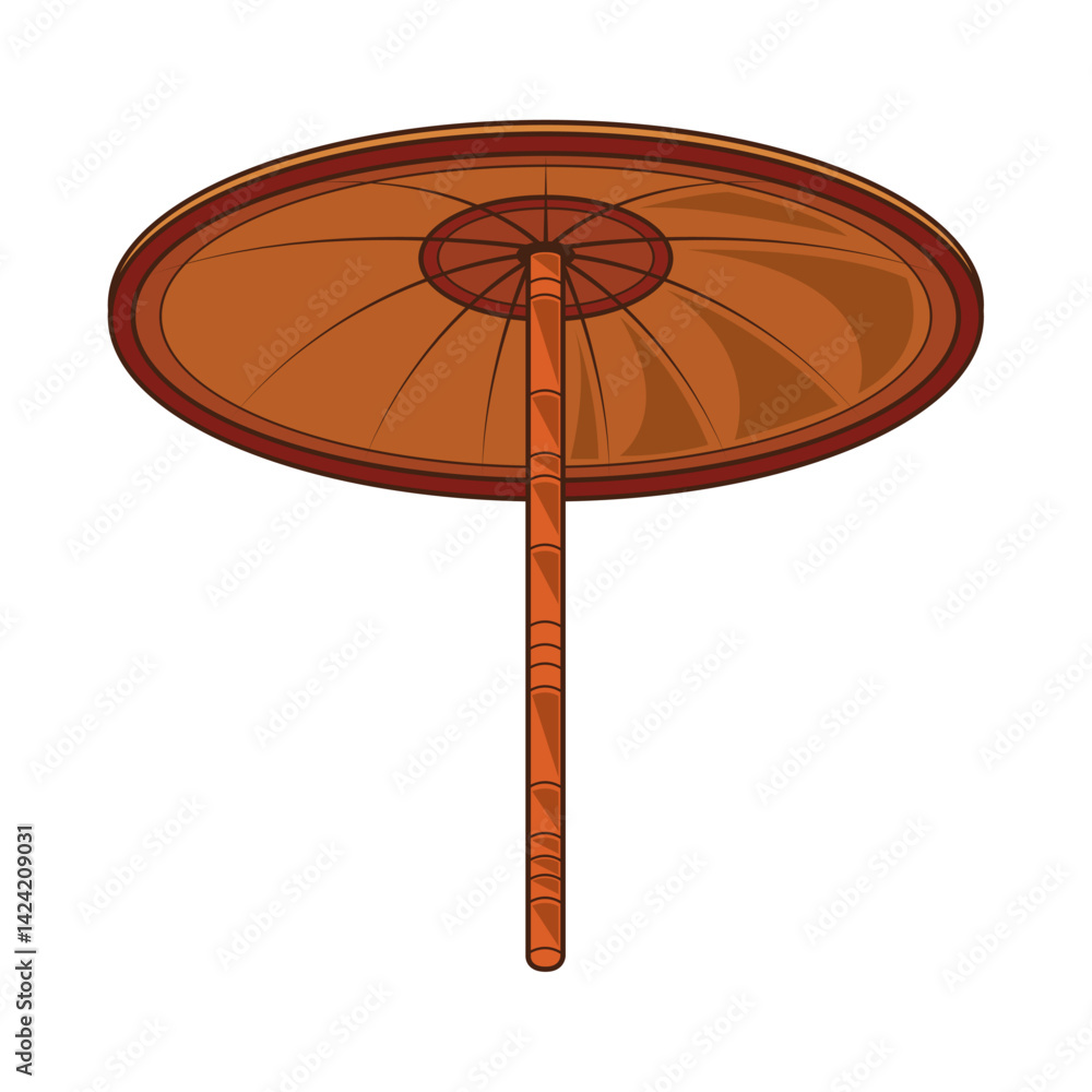 Indian Umbrella Brown Canopy Traditional Shade Decorative Festival Ornament Vector