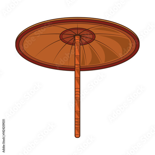 Obraz na płótnie Indian Umbrella Brown Canopy Traditional Shade Decorative Festival Ornament Vector w salonie