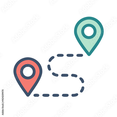 Location Path Icon Representing Travel Waypoints and Route Mapping