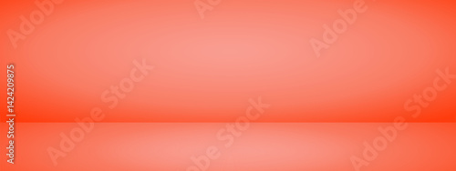 Orange studio background. Limbo bg for product presentation. Modern banner with empty space for advertising text. Vector illustration.