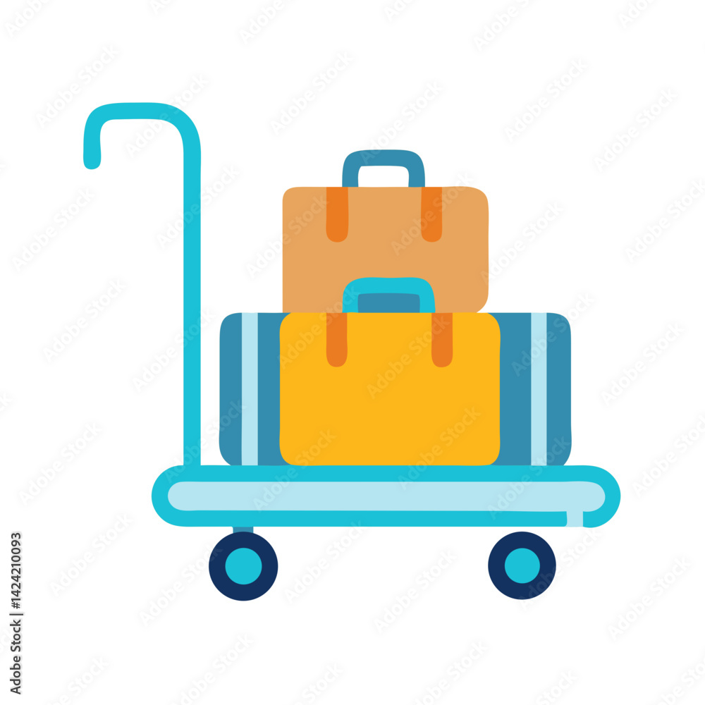 Luggage Cart with Bags Icon Representing Hotel Service and Travel Convenience Luggage Cart with Bags Icon Representing Hotel Service and Travel Convenience