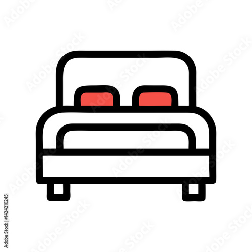 Luxury Bed Icon Representing Hotel Room and Premium Accommodation