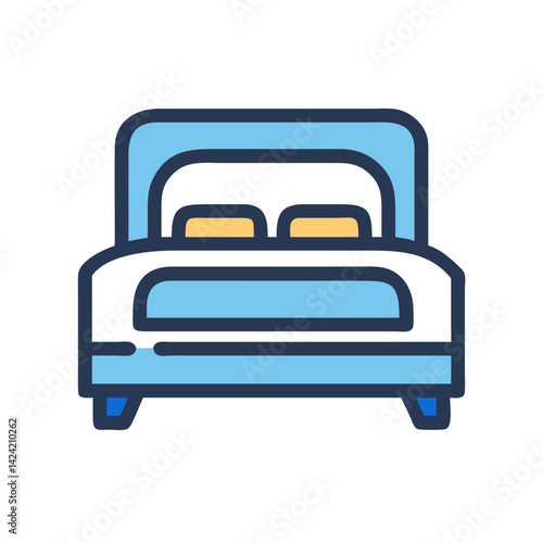 Luxury Bed Icon Representing Hotel Room and Premium Accommodation