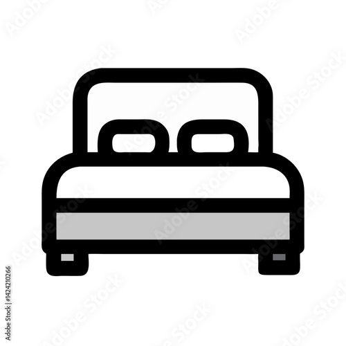 Luxury Bed Icon Representing Hotel Room and Premium Accommodation