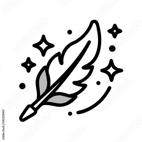 Magic Feather with Sparkle Icon Representing Enchanted Flight and Fantasy Power