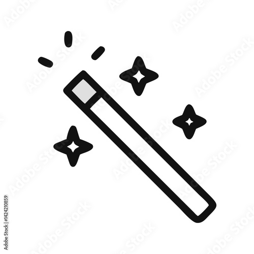 Magic Wand with Sparkles Icon Representing Magical Effect and Fantasy Power