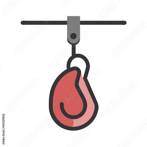 Meat Hook Icon Representing Hanging Butcher Tool for Meat Processing