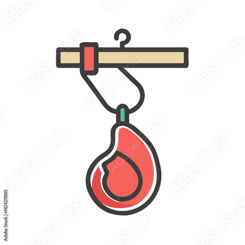 Meat Hook Icon Representing Hanging Butcher Tool for Meat Processing