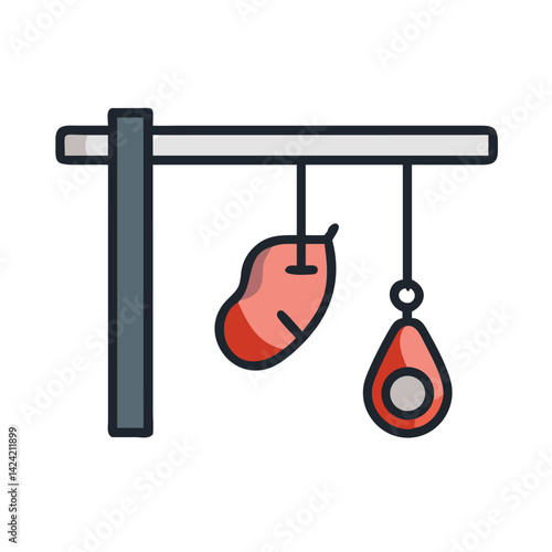 Meat Hook Icon Representing Hanging Butcher Tool for Meat Processing