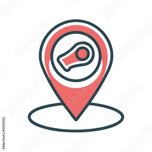 Free Download Meat Pin Icon Representing Butcher Location Marker and Meat Store Navigation - GFXLoad