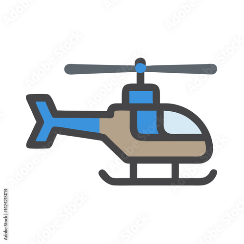 Model Helicopter with Rotors Icon Representing Aviation Toy and Flight Simulation