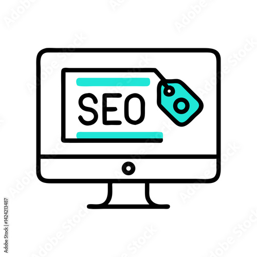 Wallpaper Mural Monitor with SEO Tag Icon Representing Search Engine Optimization and Digital Marketing Torontodigital.ca