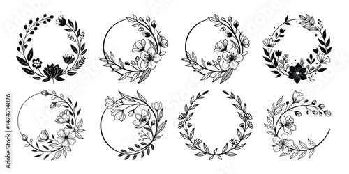 Canvas-taulu Elegant minimal style floral circle frame