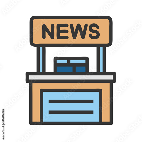 Newsstand or Press Station Icon Representing Newspaper Distribution and Media Access