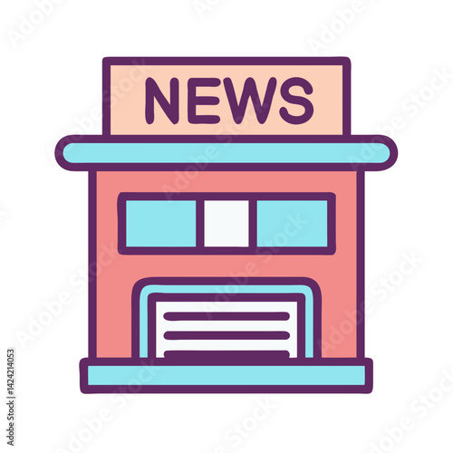 Newsstand or Press Station Icon Representing Newspaper Distribution and Media Access