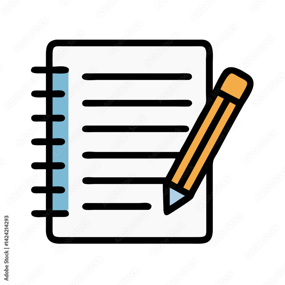 Notebook with Pencil Icon Representing Writing, Drawing, and Note Taking Notebook with Pencil Icon Representing Writing, Drawing, and Note Taking