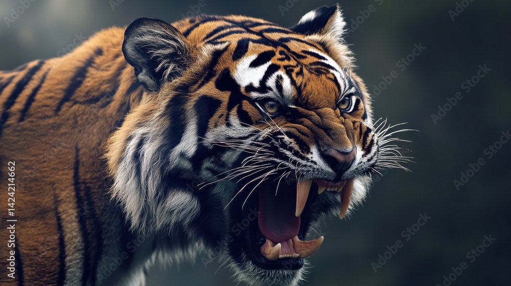 Obraz premium Roaring tiger head vector illustration