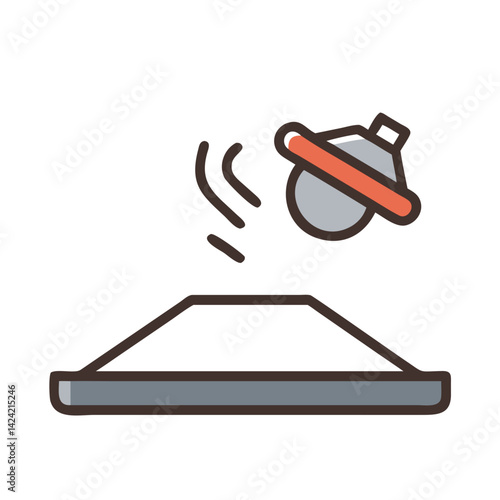 Object Bouncing on Elastic Surface Icon Representing Energy and Motion Principles