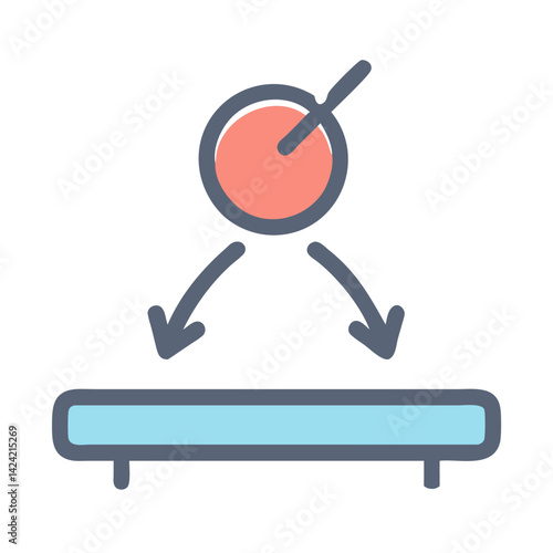 Object Bouncing on Elastic Surface Icon Representing Energy and Motion Principles