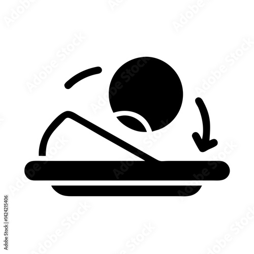 Object Rolling Over Curved Surface Icon Representing Motion and Physics Principles