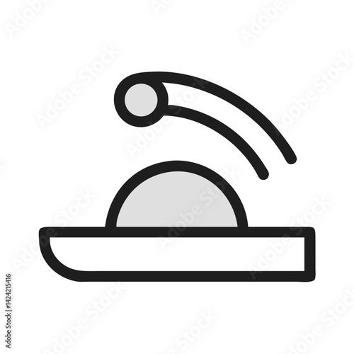 Object Rolling Over Curved Surface Icon Representing Motion and Physics Principles