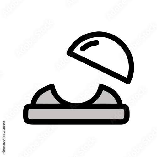 Object Rolling Over Curved Surface Icon Representing Motion and Physics Principles