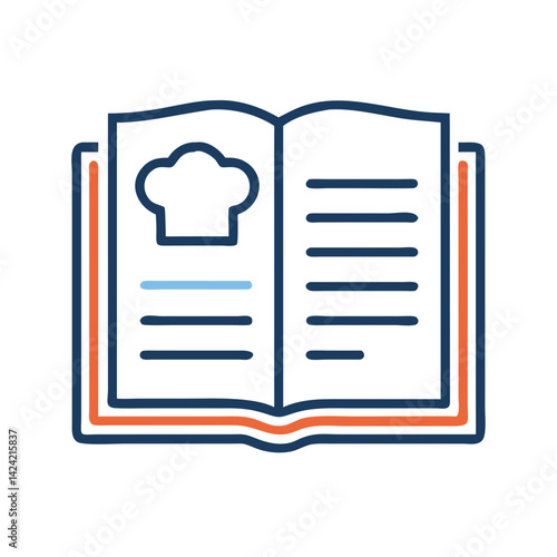 Open Cookbook Icon Representing Step-by-Step Recipe Instructions and Cooking Guide