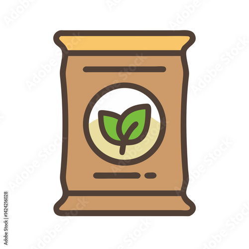 Organic Fertilizer Bag Icon Representing Natural Soil Enrichment and Gardening