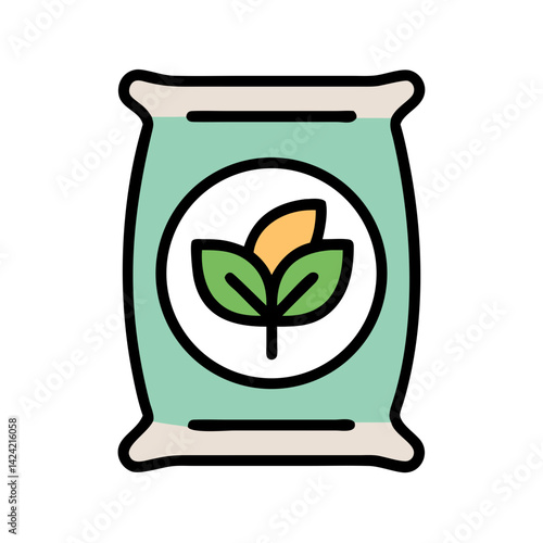 Organic Fertilizer Bag Icon Representing Natural Soil Enrichment and Gardening