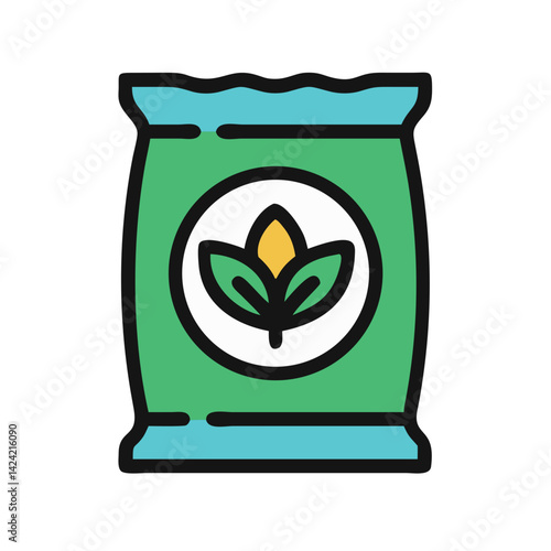 Organic Fertilizer Bag Icon Representing Natural Soil Enrichment and Gardening
