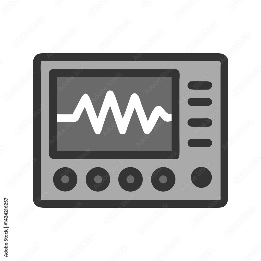 Oscilloscope Signal Display Icon Representing Waveform and Electrical Analysis Oscilloscope Signal Display Icon Representing Waveform and Electrical Analysis