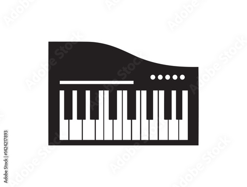 Digital Piano Illustration – Black & White Design