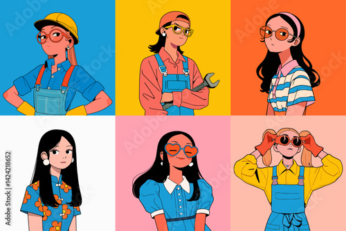 Set of Strong Girls – Feminism and Women’s Day Theme
