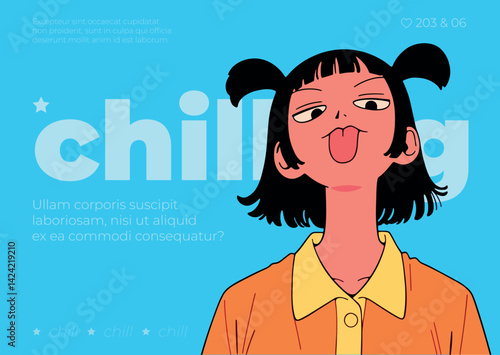 Chill Japanese Girl with Tongue Out