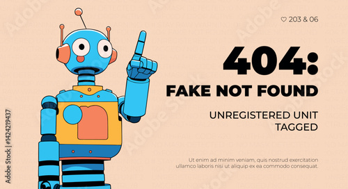 404 error page not found. Robot with 404 error. Vector illustration.